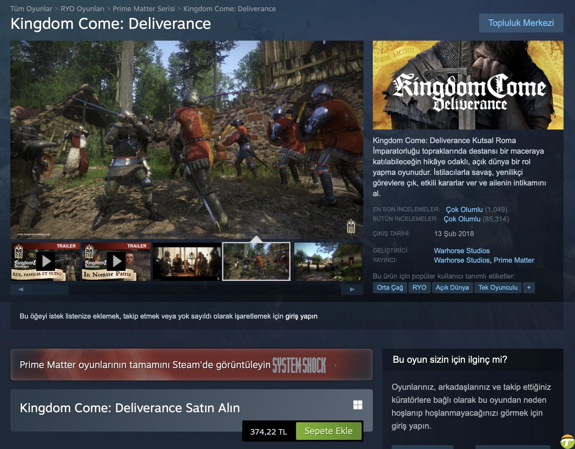 12 tlye aldigimiz kingdom come deliverance steamde 374 tl oldu 0 Hl8sOXvZ